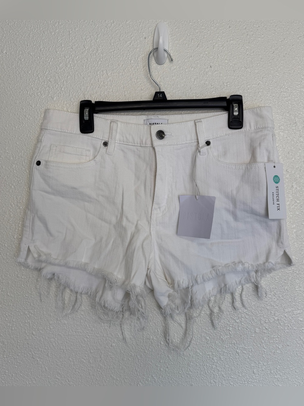 pistola New Size 30 Eliana Oslo White High Rise Frayed Hem Cut Off Denim Shorts